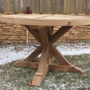 48" reclaimed Oak beam Pedestal table