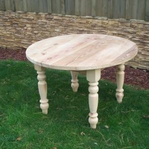 54" round Reclaimed pine turned leg table