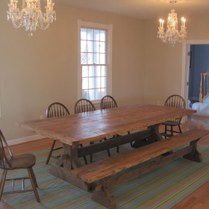 9ft Reclaimed pine Beam style trestle table